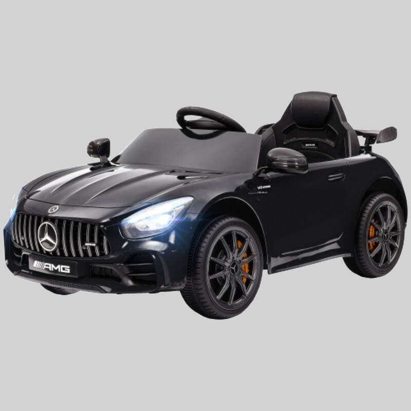 Licensed 12V Mercedes-Benz AMG GTR Kids Electric Car with Remote, Soft Start, Music, and Tail Lights - Black