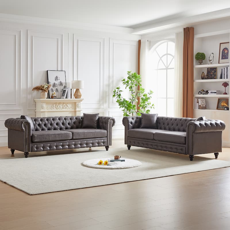 3-Seat Sofa with Wood Frame, Foam Cushions - Modern Living Room
