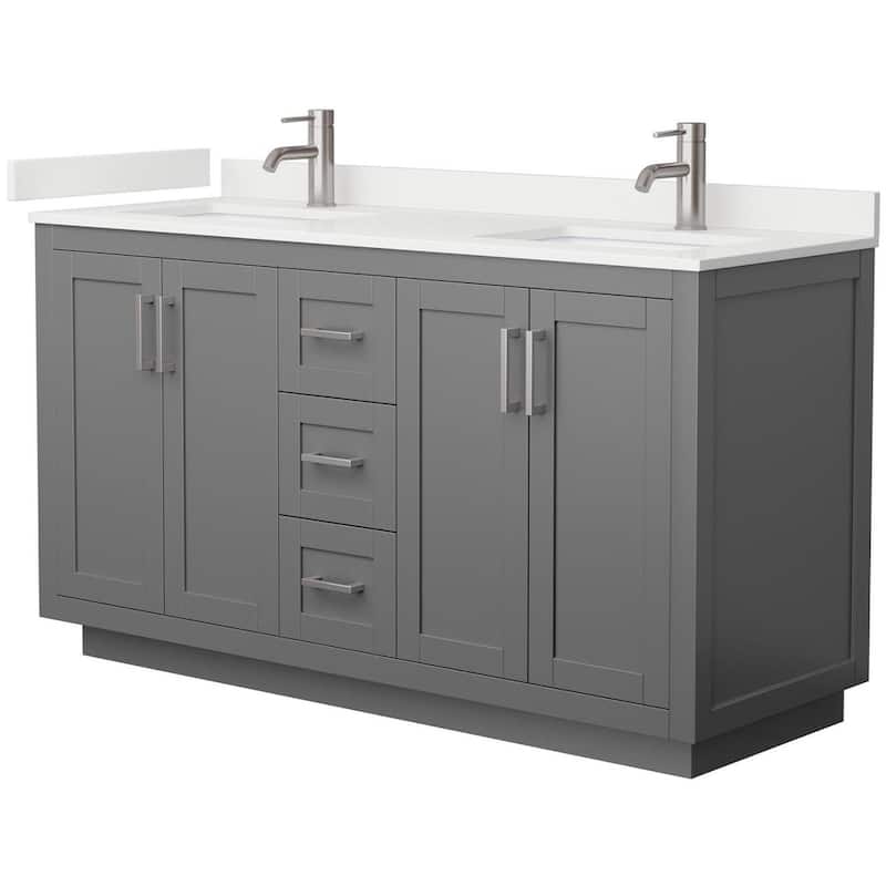 Wyndham Collection WCF292960D-QTZ-UNSMXX Miranda 60" Free Standing - Dark Gray / White Quartz Top / Brushed Nickel