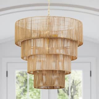 KAWOTI Width 26" 5-Light 4-Tiered Bohemian Pendant Light