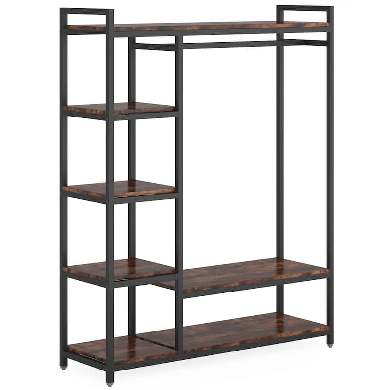 47" Rustic Brown Closet Organizer with 6 Storage Shelves