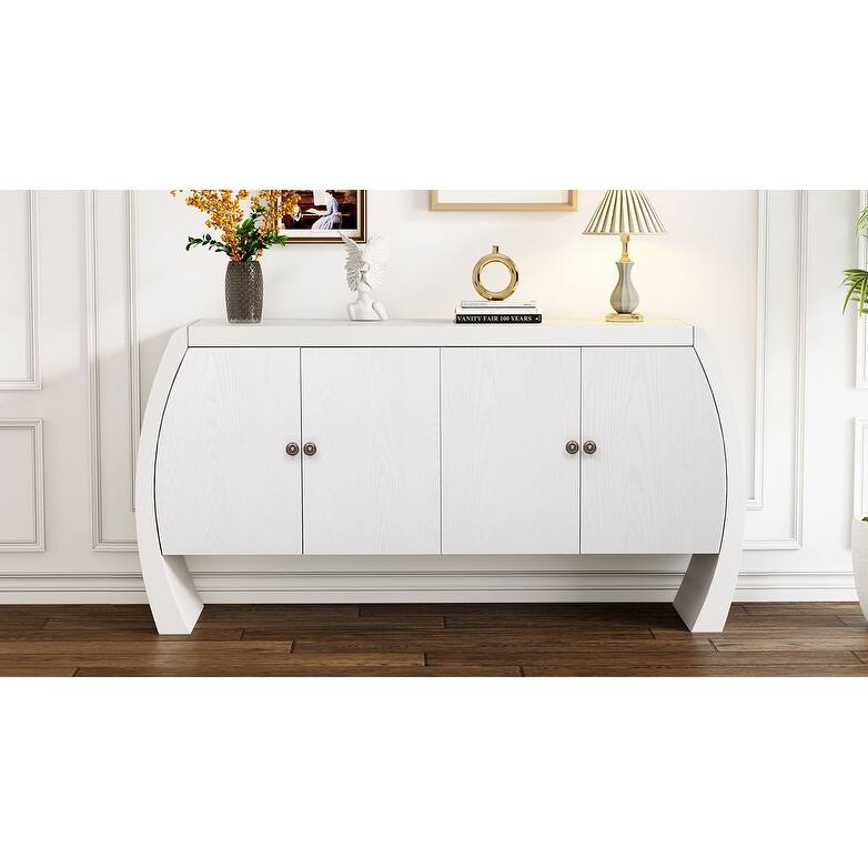 59" Vintage Console Table with Brass Handles