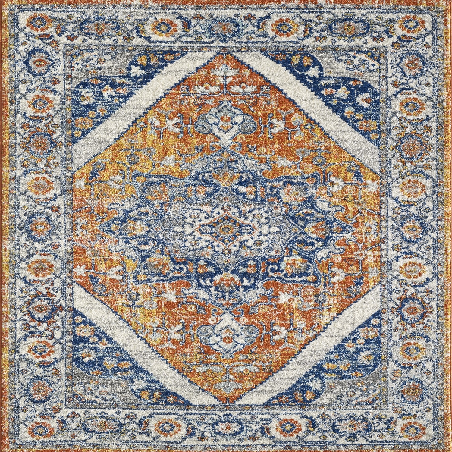 Totti Vintage Orange/Navy 6x9 Oriental Rug - 6'X9' Rectangle - 6'X9' Rectangle