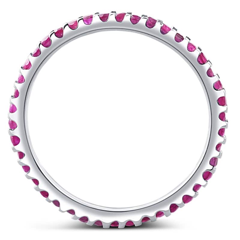 3/4Ct Genuine Ruby Eternity Ring Anniversary Band 10k White Gold