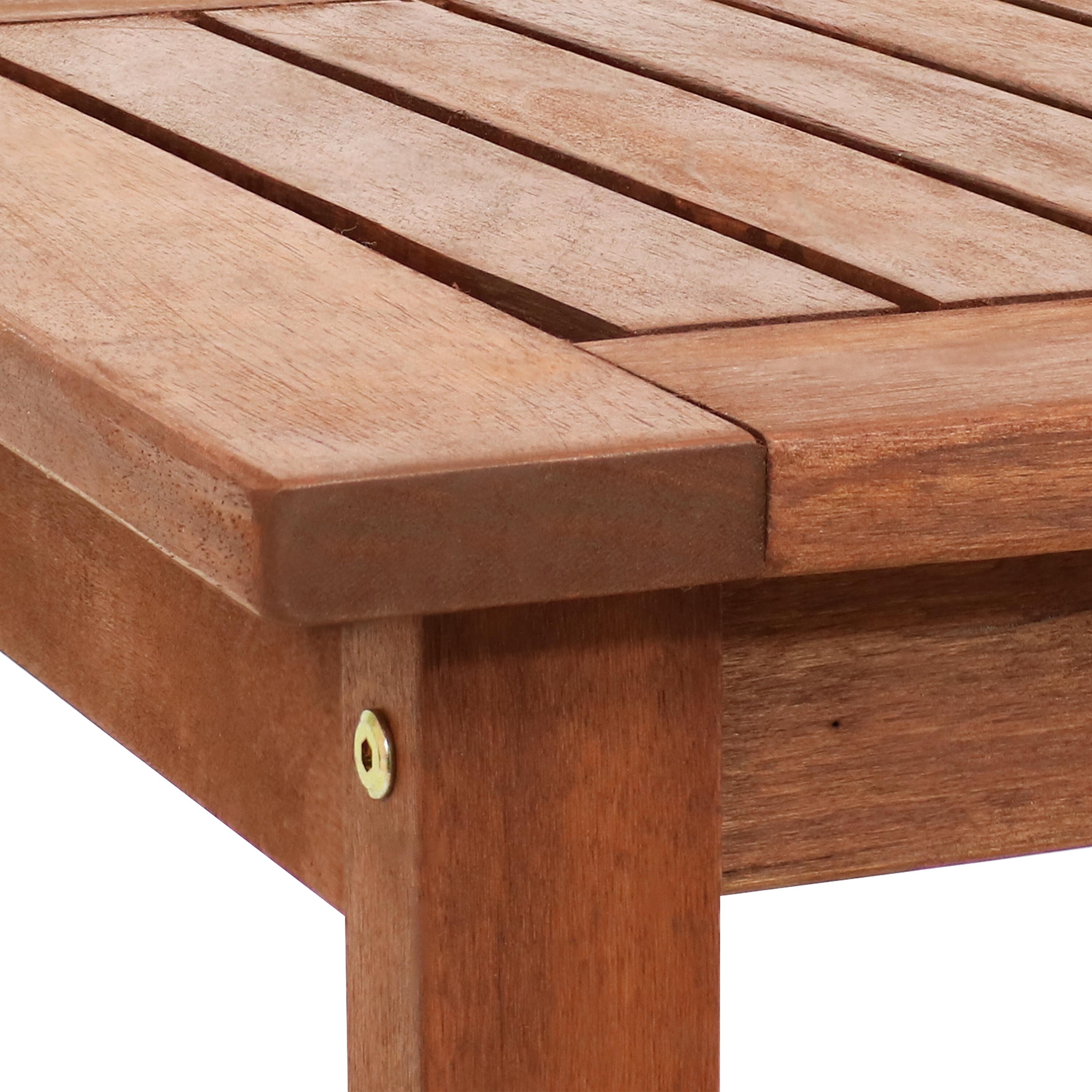 Sunnydaze Meranti Wood Outdoor Side Table with Teak Oil Finish - 20