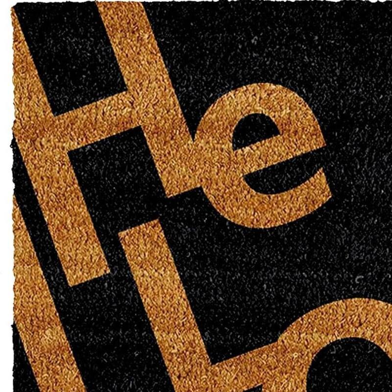 HomeRoots 17" X 29" Black And Natural Hello Outdoor Coir Door Mat - 17' X '29