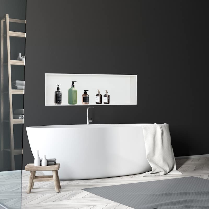 48"x12.6" Stainless Steel 18 Gauge White Cream Rectangular Recessed Shower Niche - White Cream