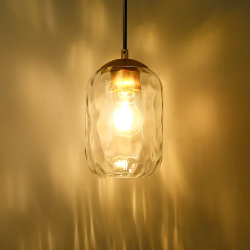 Modern Chic 1-light Pendant Light Water Ripple Glasses Kitchen Island Light for Dining Room - 5.3 " D × 8.9 " H