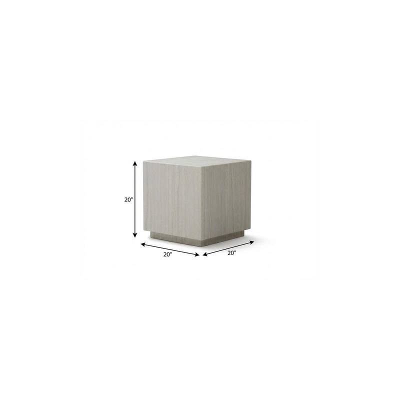 HomeRoots 20" Beige Marble Square Block End Table - 20.00 in. x 20.00 in. x 20.00 in.