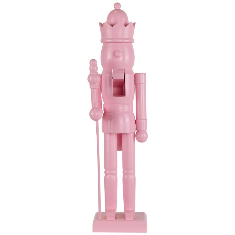 Nutcracker King with Scepter and Crown Standing Christmas Figure - 15" - Pink