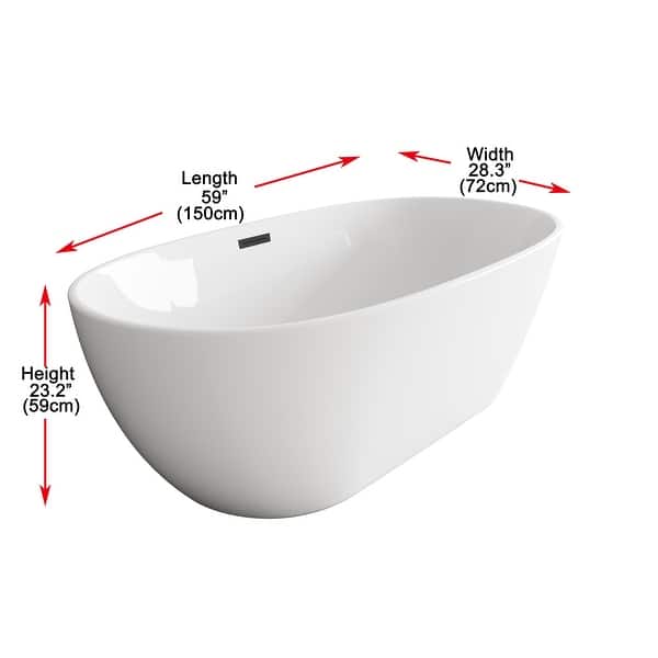 dimension image slide 4 of 16, Adler Soaking Bathtub in Glossy White
