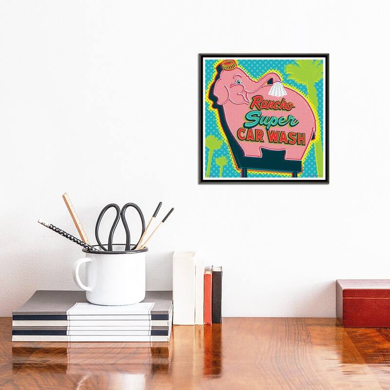 iCanvas "Elephant Car Wash Rancho" by Jim Zahniser Framed