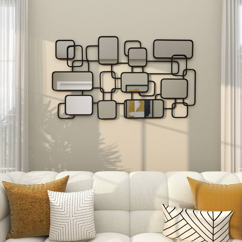 CosmoLiving by Cosmopolitan Artistic Black Metal Geometric Wall Mirror