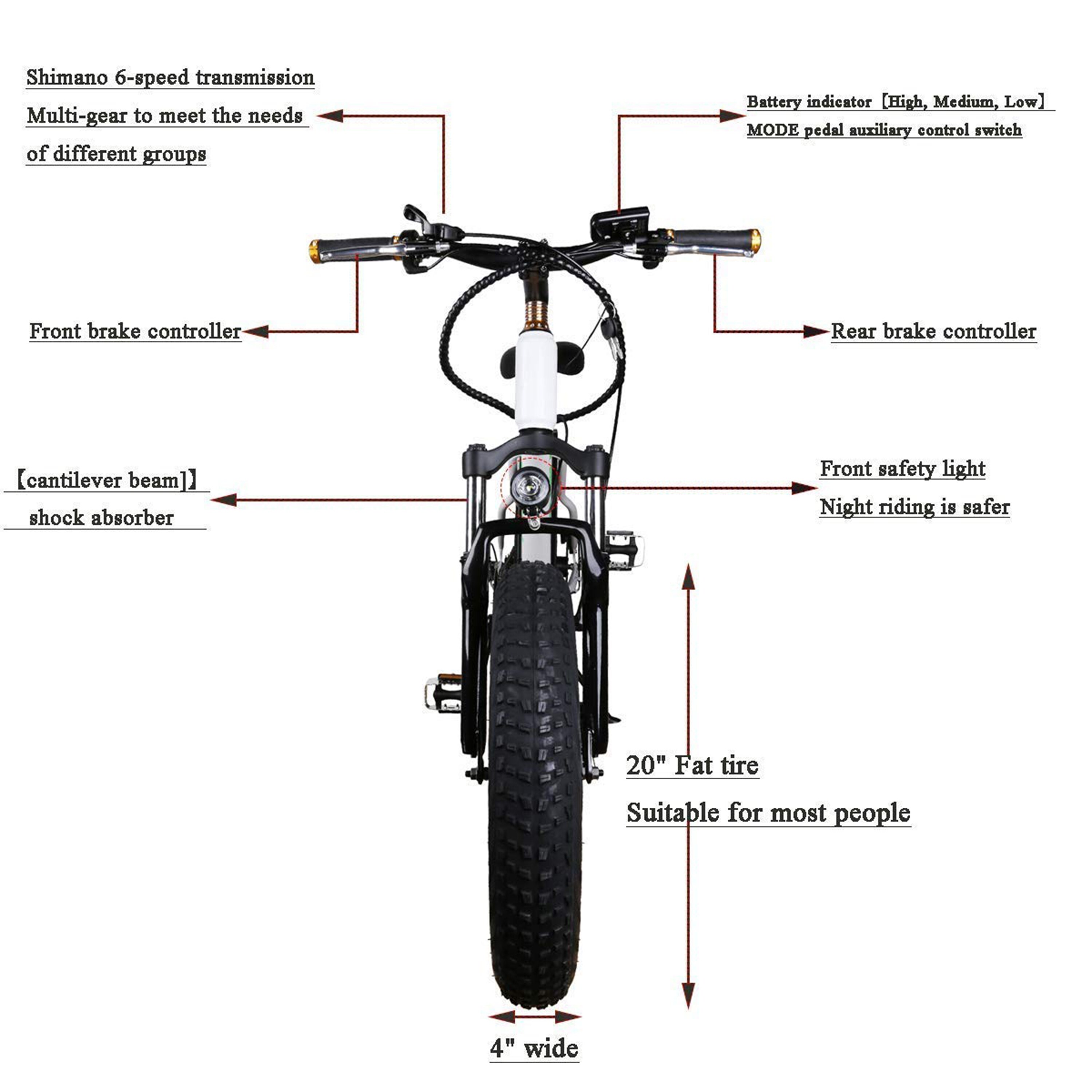 Nakto White Mini Cruiser Fat Tire Electric Bike Bed Bath