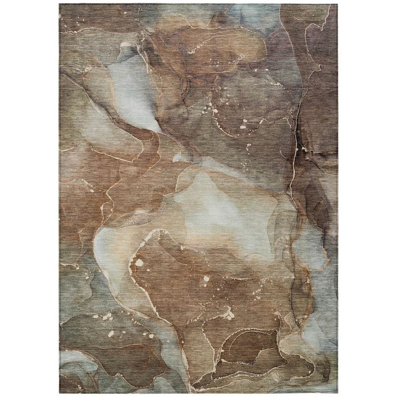 Machine Washable Indoor/ Outdoor Abstract Chantille Rug