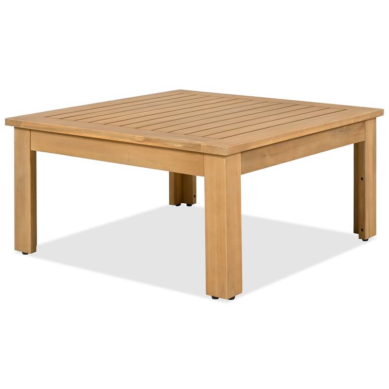 4-Piece Outdoor Acacia Wood Sofa Set with Cushions and Side Table