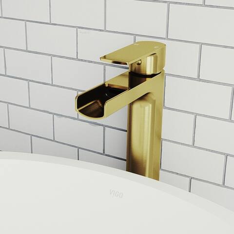 VIGO Amada Single-Handle Single Hole Bathroom Vessel Sink Faucet - 5.38"L x 1.88"W x 10.375"H
