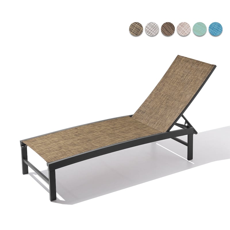 Pellebant Outdoor Aluminum Patio Chaise Lounge Chair Adjustable