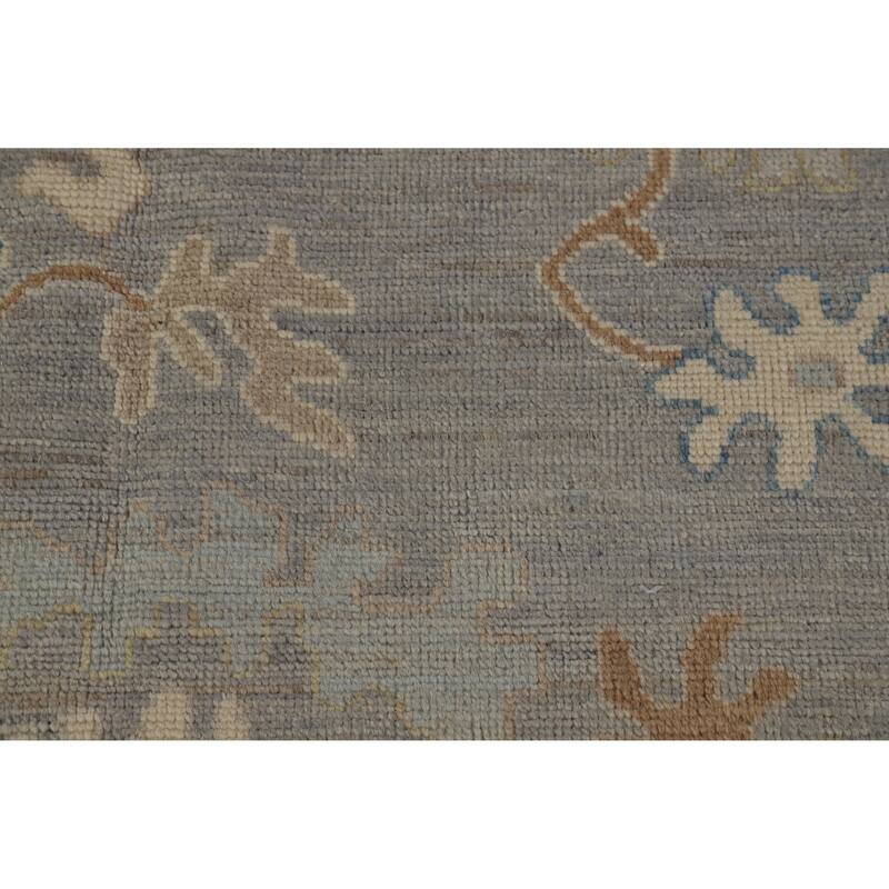Hand Knotted Oriental 100% Wool Carpet Transitional All-Over Greys & Charcoal Oushak Area Rug - 12' 4'' X 9' 3''
