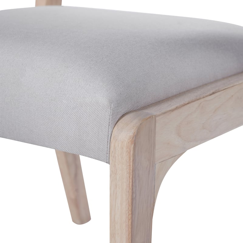 Wood Dining Chairs Set of 2, Accent Chairs with Solid Wood Legs and Padded Seat, Modern Linen Dining Chairs Side Chairs