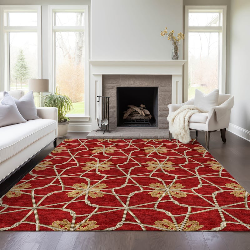 Machine Washable Indoor/ Outdoor Chantille Contempoary Whimsy Rug