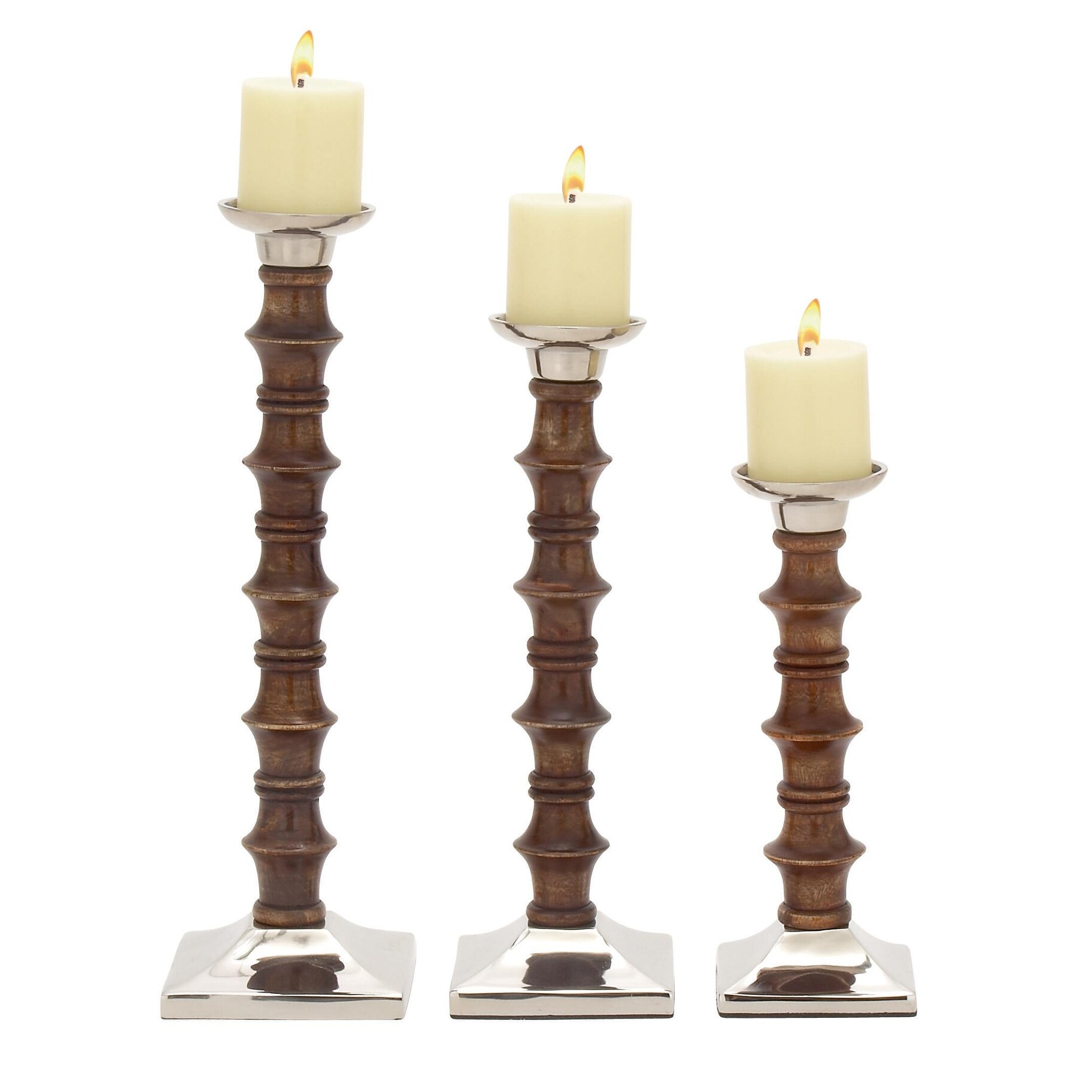 Roche River Decor - Mango Wood Candle Holder - Set of 3 Brown
