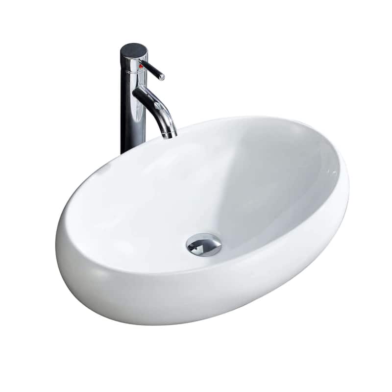 Fine Fixtures Vitreous China Bulging Oval White Vessel Sink