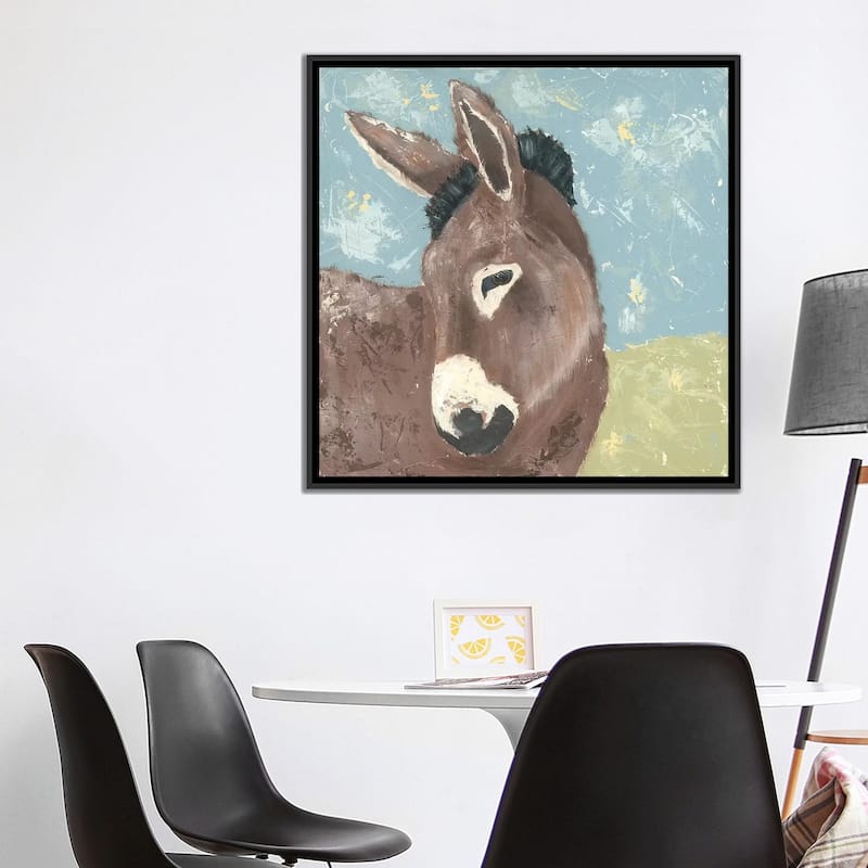 iCanvas "Farm Life-Donkey" by Jade Reynolds Framed Canvas Print