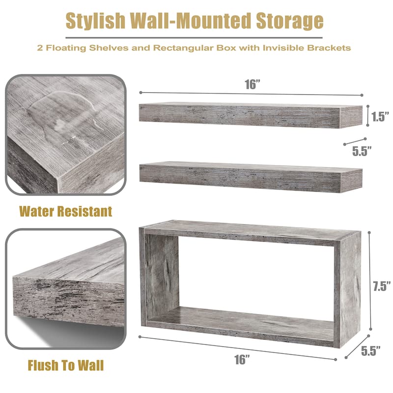 Sorbus Floating Shelves for Wall Set of 3 - 16"L X 5.5"W X 7.75H