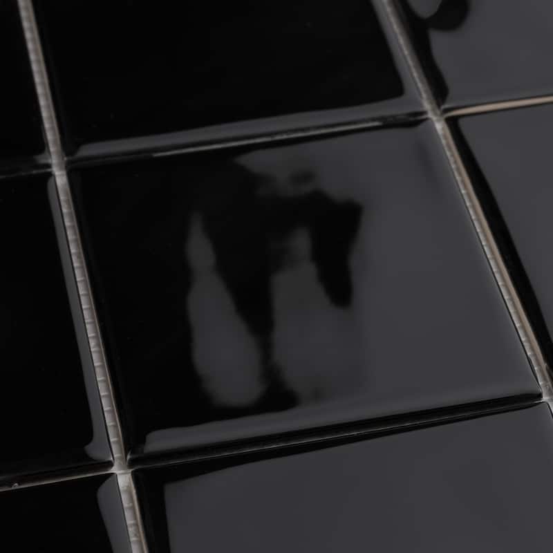 Merola Tile Twist Square Black Olive 11-3/4" x 11-3/4" Ceramic Mosaic Wall Tile