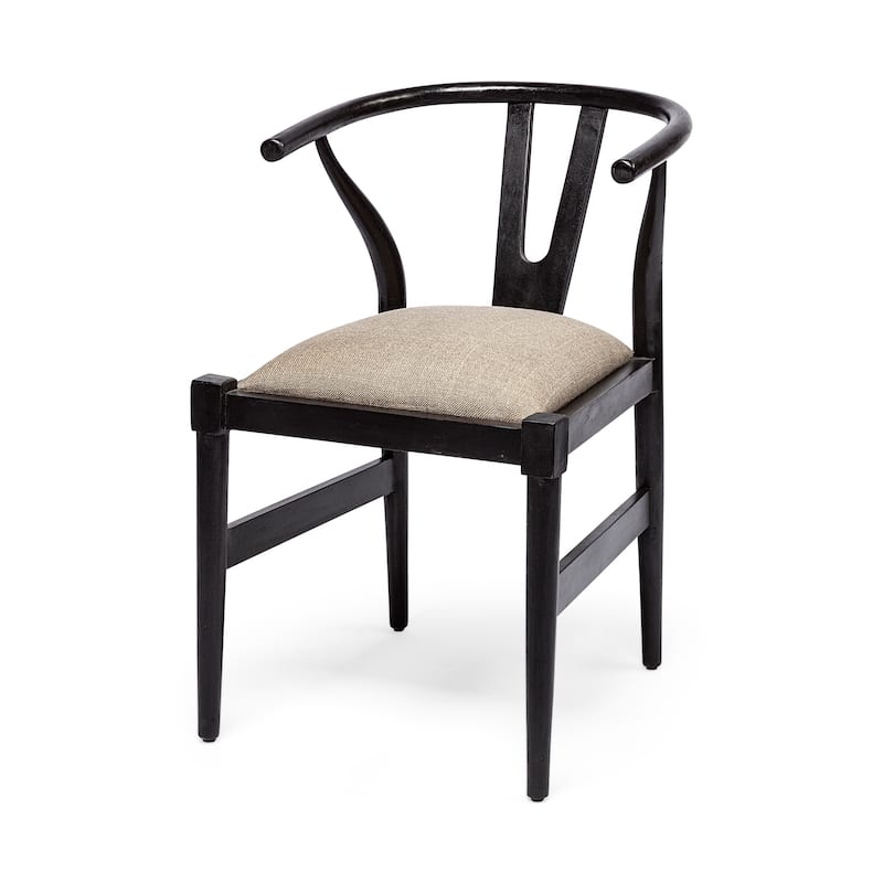 Trixie Beige Fabric Seat With Black Solid Wood Frame Dining Chair - 20"W x 22.5"D x 31"H - 20"W x 22.5"D x 31"H - Single - Beige & Gunmetal