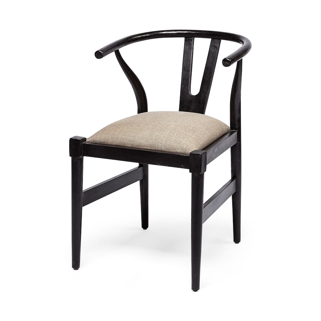 Trixie Beige Fabric Seat With Black Solid Wood Frame Dining Chair - 20"W x 22.5"D x 31"H