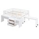 preview thumbnail 4 of 7, White Wooden Loft Bed with Movable Desk and Small desk, 2 Drawers, Full-Length Guardrail