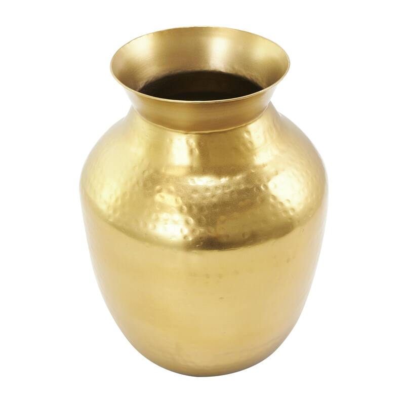 Metal Hammered Spotted Decorative Vase - Gold - Roche River Decor