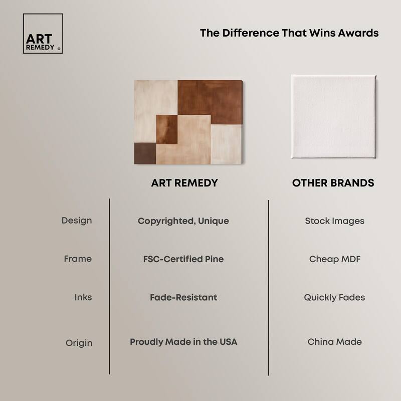 Cream and Brown Panels III Canvas by Art Remedy, Gallery Wrapped