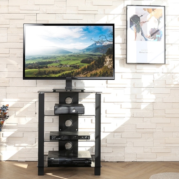 Details about   4-Tier Media TV Stand Audio Video Tower Rack HiFi Stereo Cabinet Stand for Media 