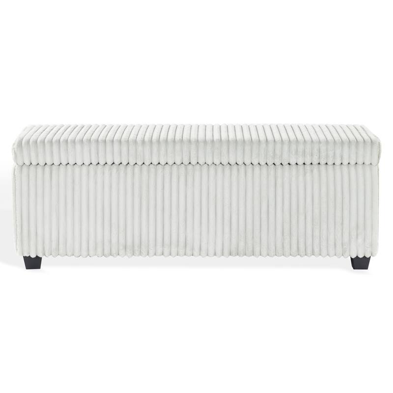 SAFAVIEH Couture Lynzie Plush Corduroy Storage Bench - 55"W x 21"D x 19"H - Grey