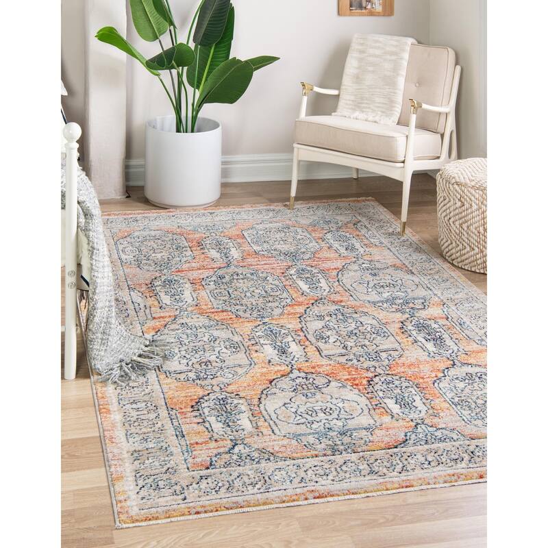 Traditional Nixa Collection Area Rug - 7'x10'2" - Brick Red