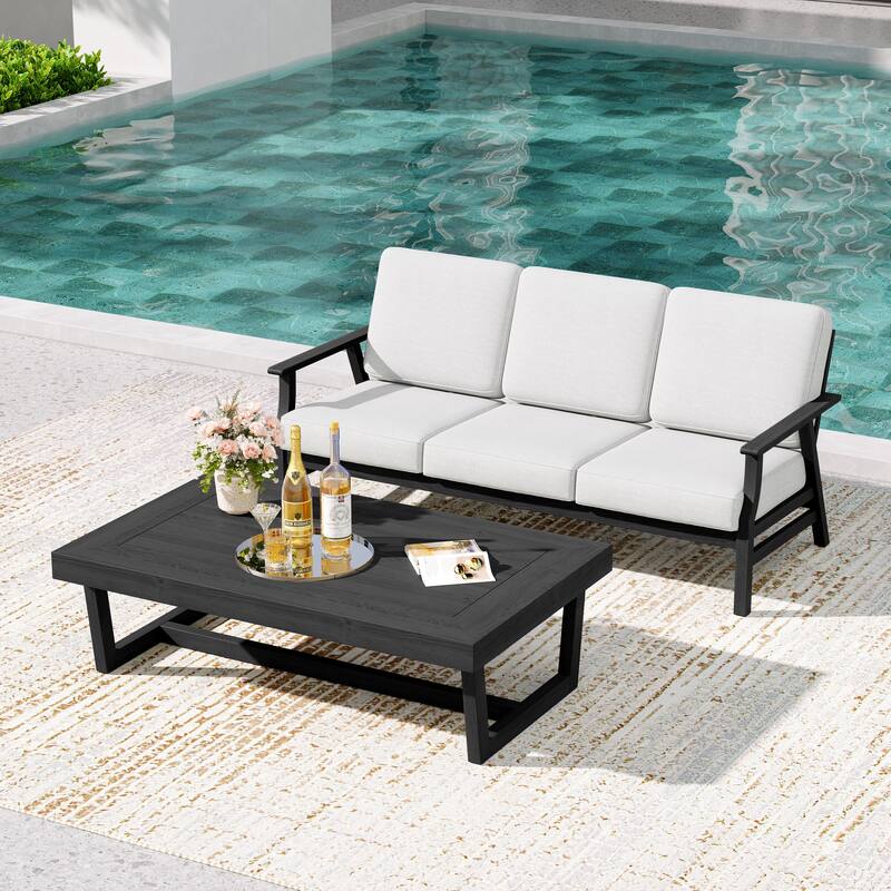2-Piece Teak Outdoor Sofa Set with Table