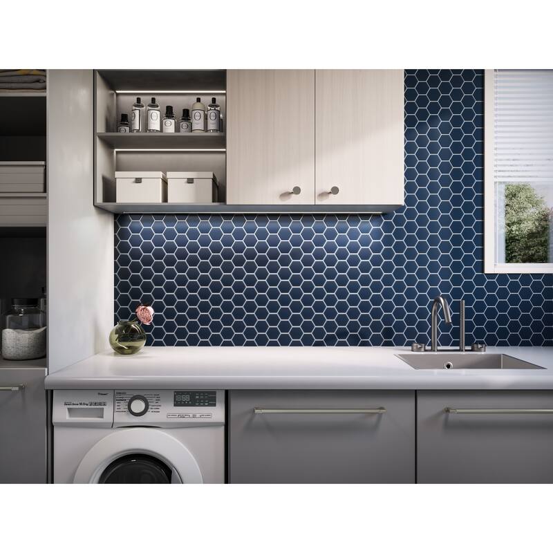 3" Beehive 10.25 in. x 11.75 in. Hexagon Glass Mesh-Mounted Mosaic Tile