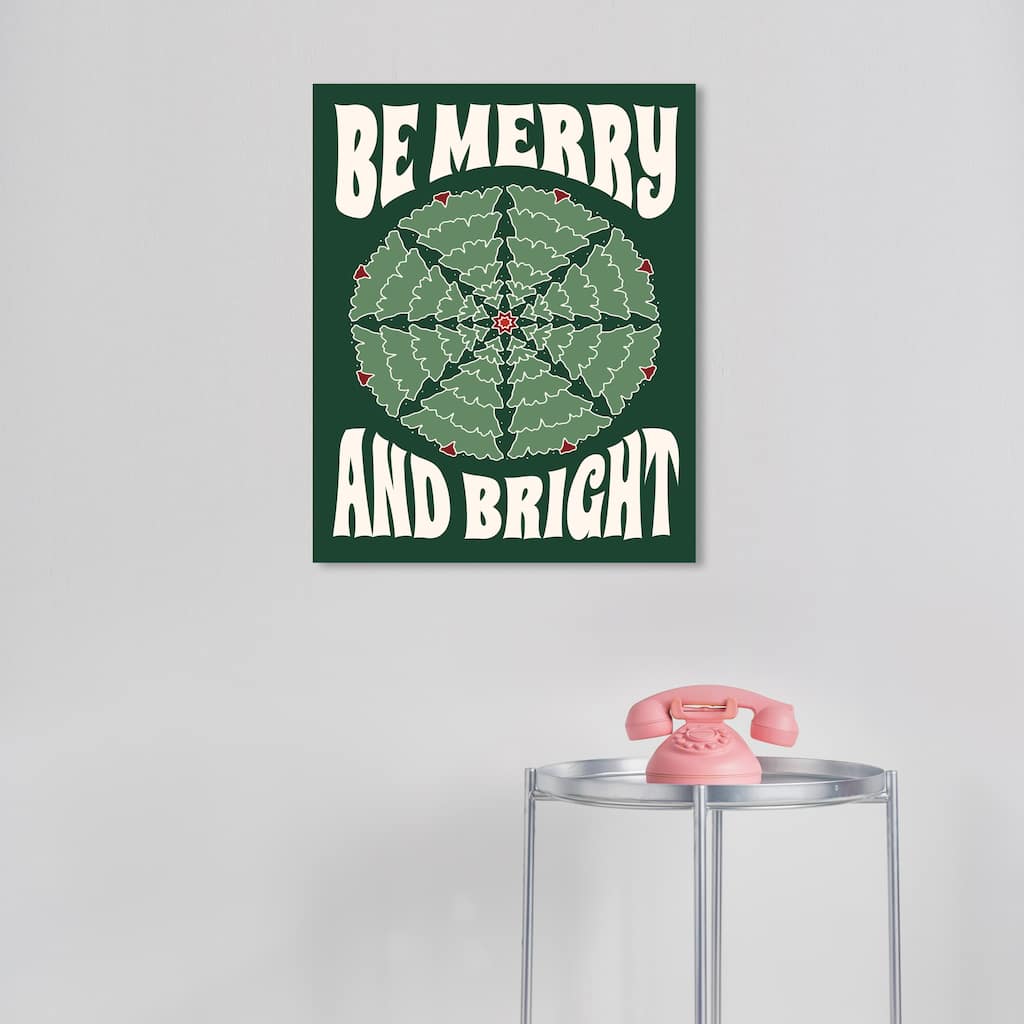 Wynwood Studio Canvas Holiday and Seasonal Be Merry and bright Pavillion Green Modern & Contemporary Wall Art Canvas Print