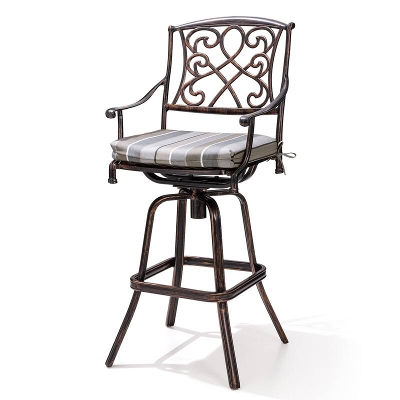Crestlive Outdoor Patio Bar Height Swivel Bar Stool with Sunbrella Cushion