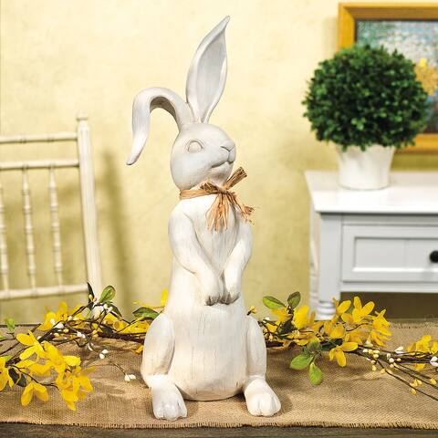 Rustic Easter Rabbit Figurine, Farmhouse, Easter Home Decor, Spring, 15.5" Tall - 15 1/2" x 5" x 6 1/2"