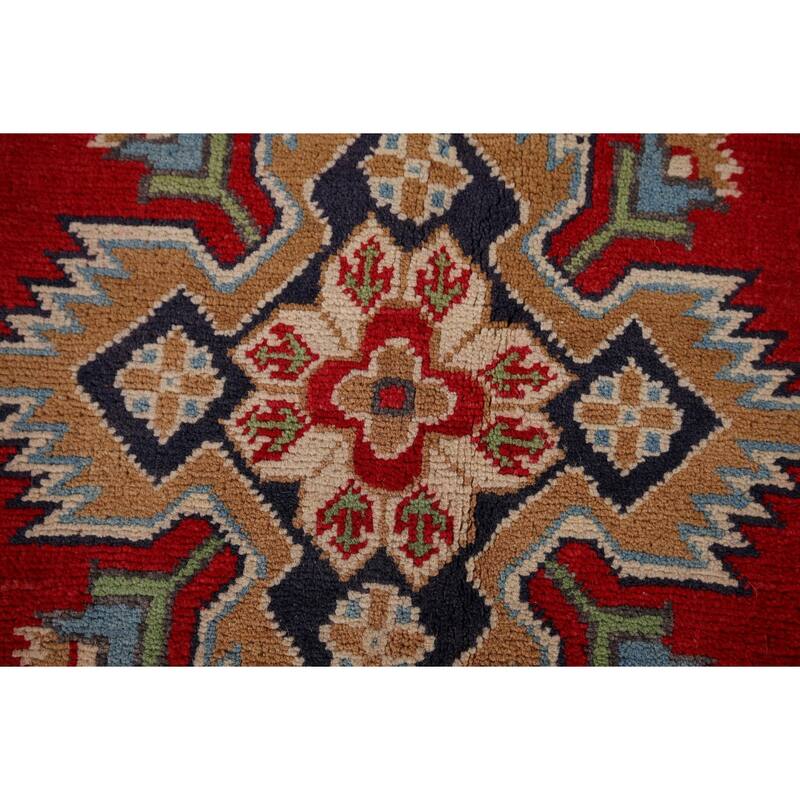 Traditional Red Kazak Area Rug Hand-Knotted Wool Carpet - 5'0" x 6'9"