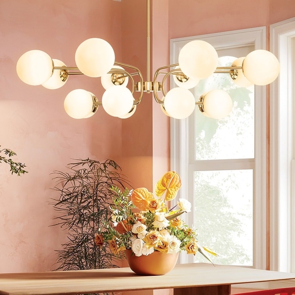 White globe chandelier top