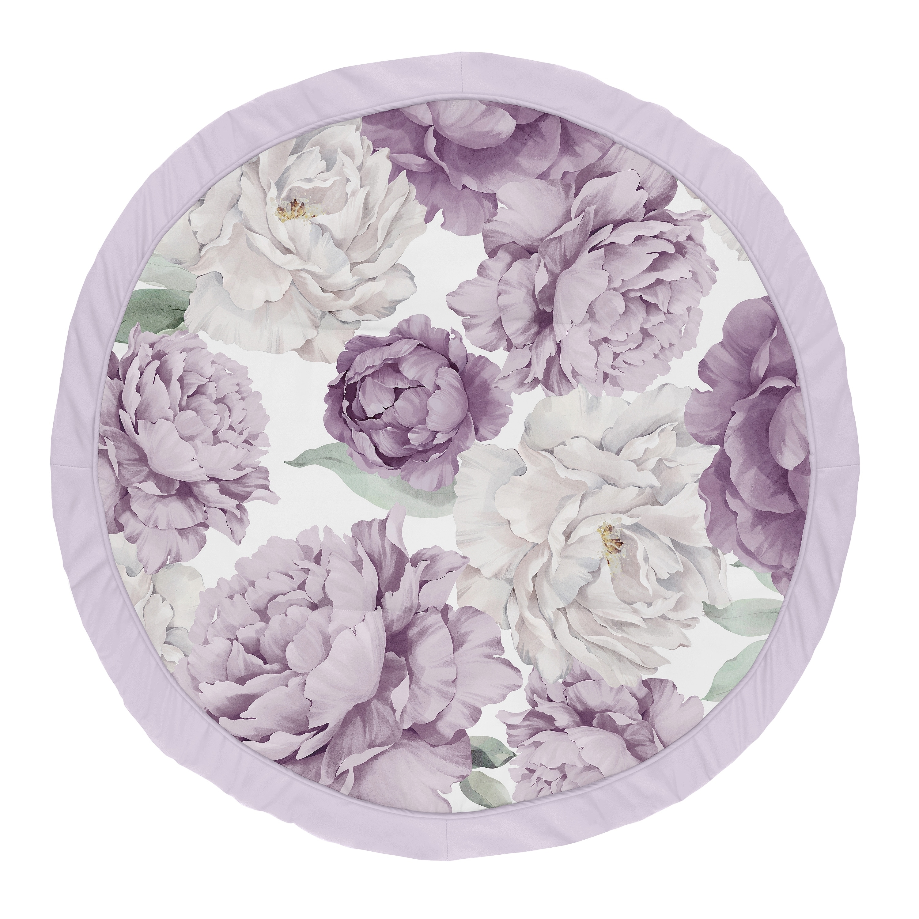 Sweet Jojo Designs Lavender Purple Boho Shabby Chic Floral Girl Baby Tummy Time Playmat Ivory Bohemian Vintage Garden Watercolor