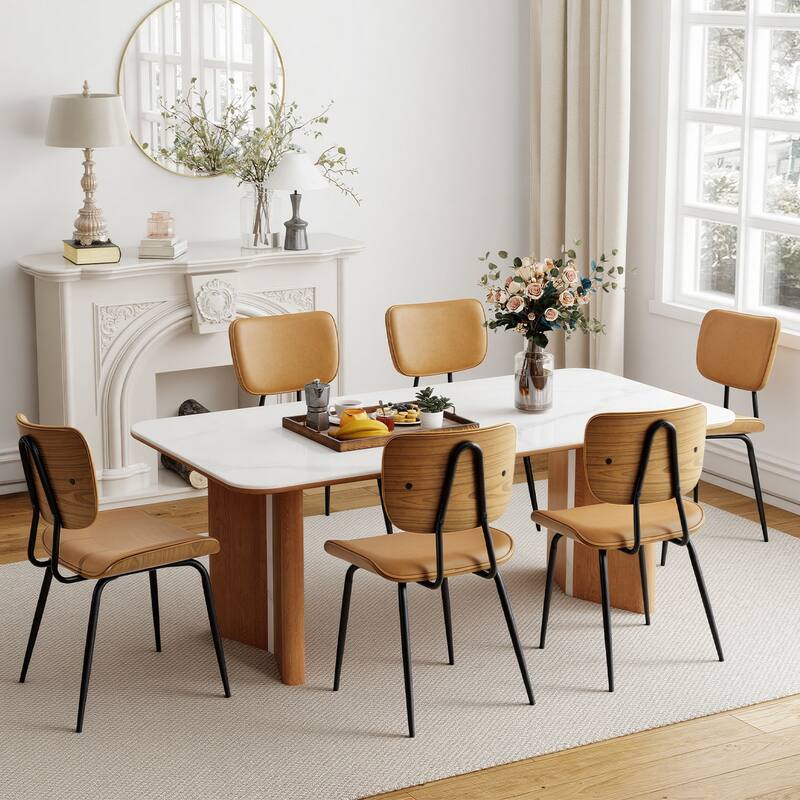 Faux Leather Upholstered Dining Chairs Set of 2/4 - 33.5"H x 19.3"W x 23"D