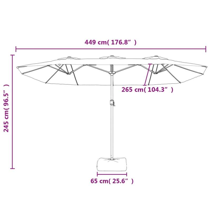 Double-Head Garden Umbrella with LED Lights - 176.8 x 176.8 x 96.5 in