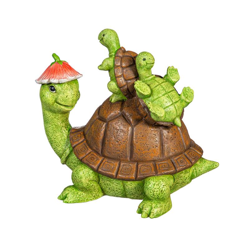 7" Resin Turtle With Kids Statue