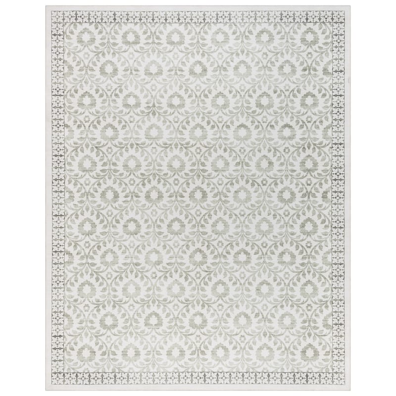 Gertmenian Crystal Print Soft Flat Pile Polyester Slip Resistant Washable Indoor Printed Area Rug Collection - 6' x 9' - Esme Sage - Rectangle